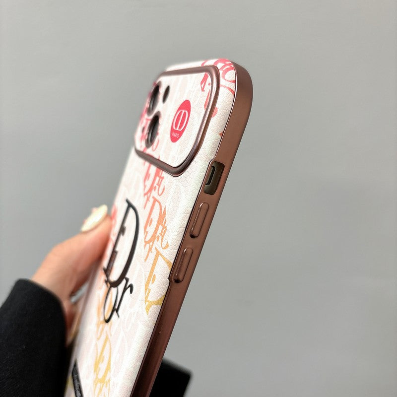 Módní bílé & hnědé kožené pouzdro na iPhone