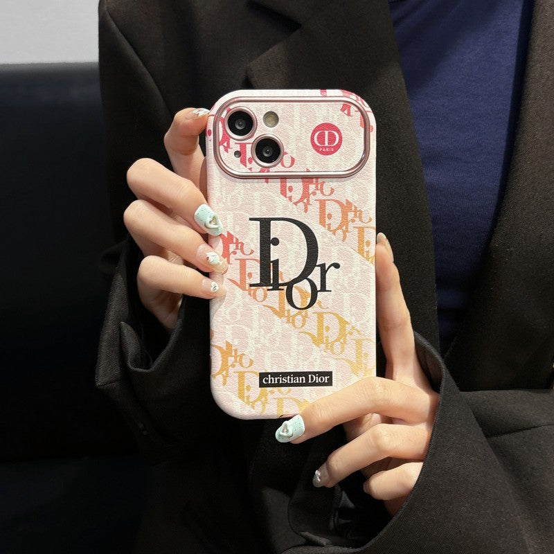 Módní bílé & hnědé kožené pouzdro na iPhone