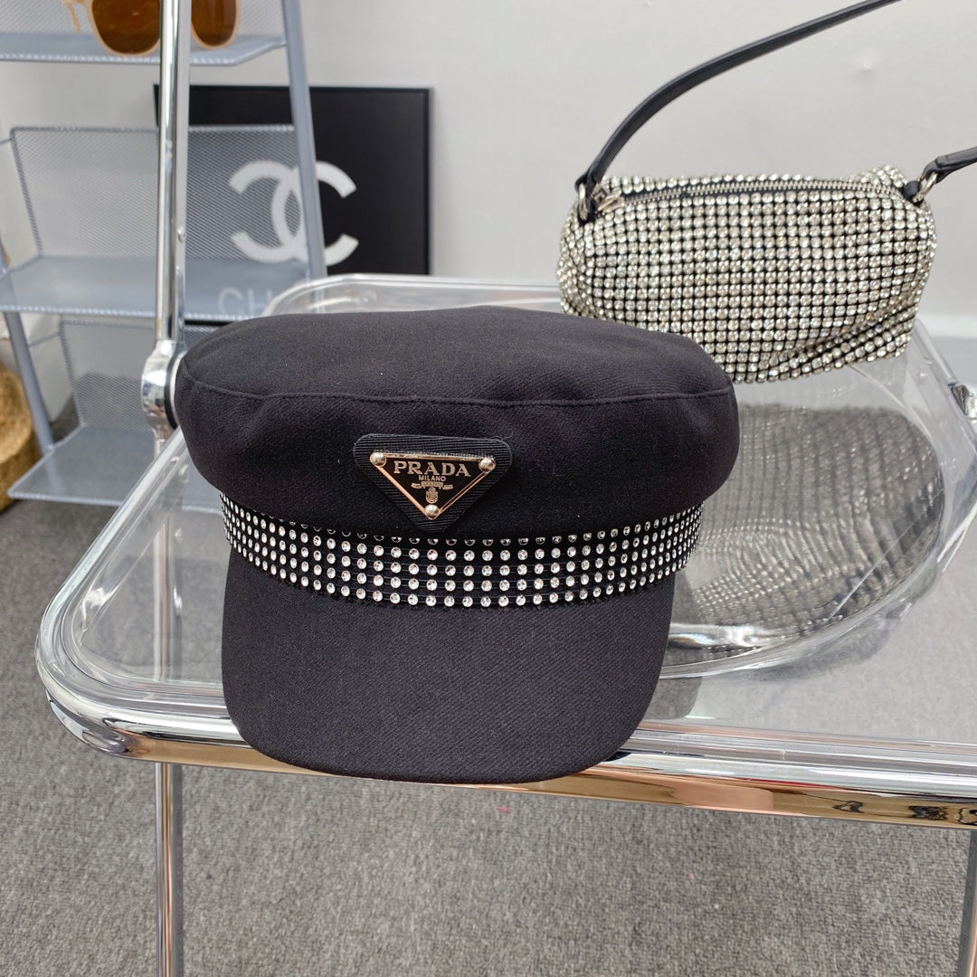 Fashion Triangle Logo Cotton Beret | Luxury Designer French Hat