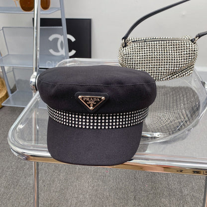 Fashion Triangle Logo Cotton Beret | Luxury Designer French Hat