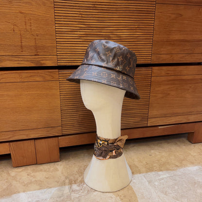 Luxury Monogram Leather Bucket Hat | Luxury Designer 1v Hat