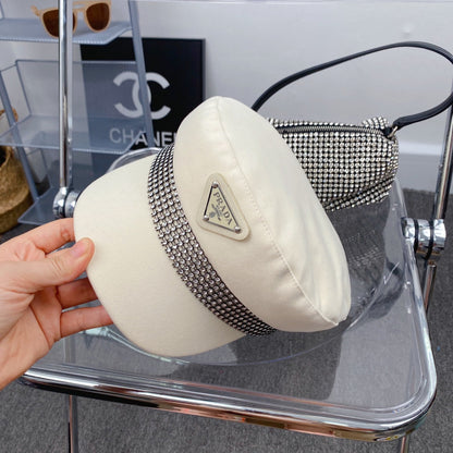 Fashion Triangle Logo Cotton Beret | Luxury Designer French Hat
