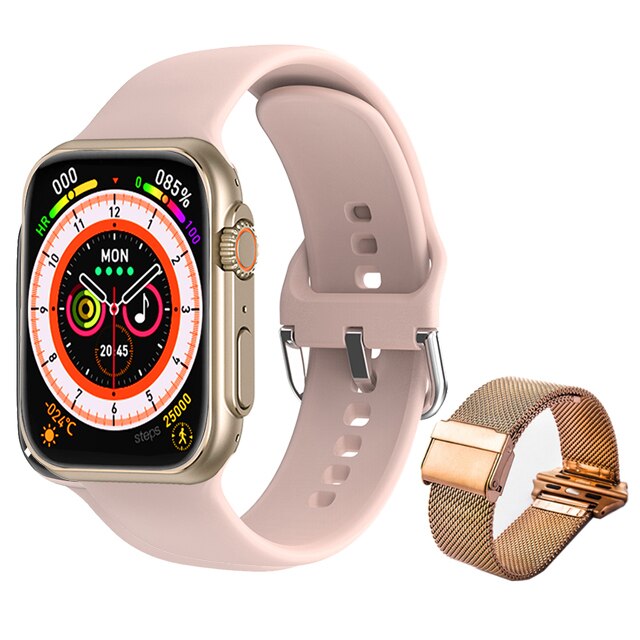 Sraith Faire Cliste NUA Ultra Men 8 Smartwatch Rochtana Doras NFC Do Bandaí Faire Fón Android Apple