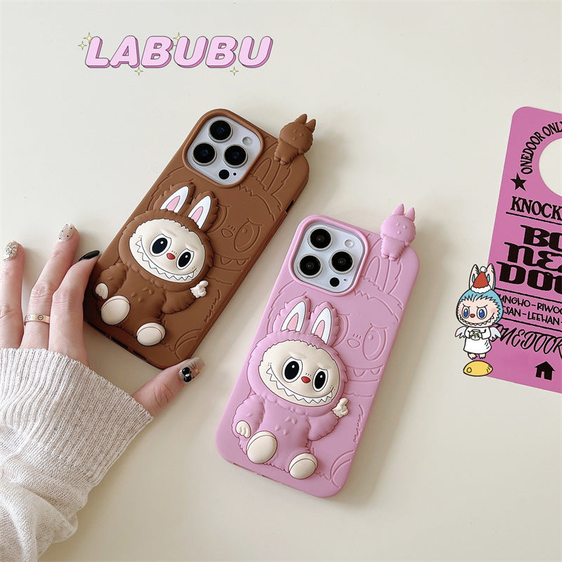 Söt tecknad Labubu 3d silikonfodral | Brunrosa - iPhonefodral