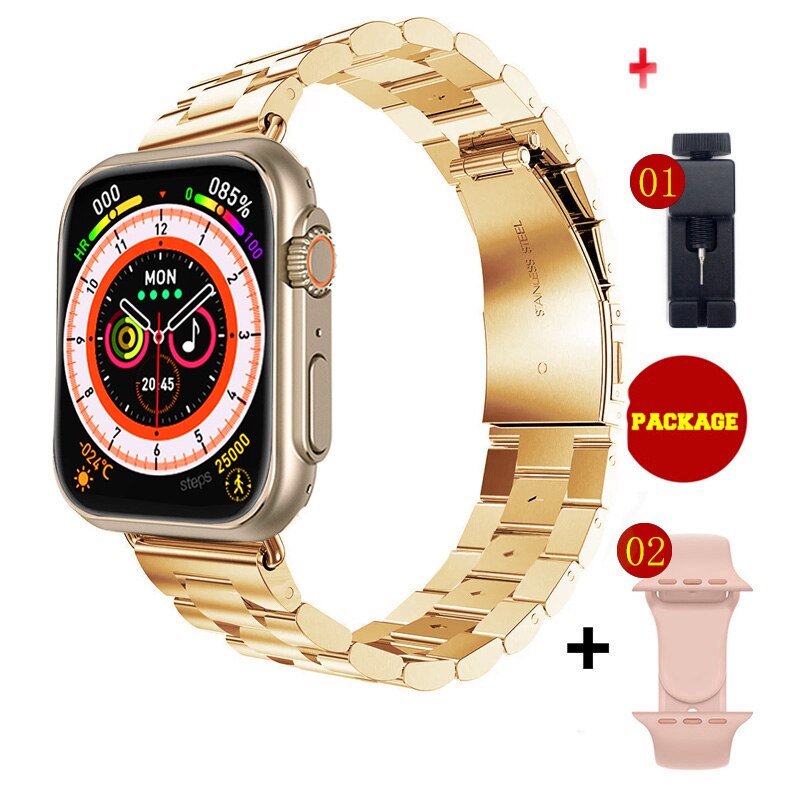 Sraith Faire Cliste NUA Ultra Men 8 Smartwatch Rochtana Doras NFC Do Bandaí Faire Fón Android Apple