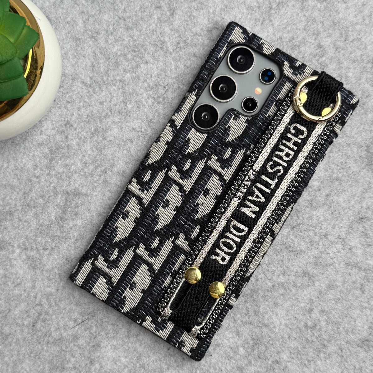 Luxusní pouzdro se vzorem pásu značky C Dior pro Samsung Galaxy