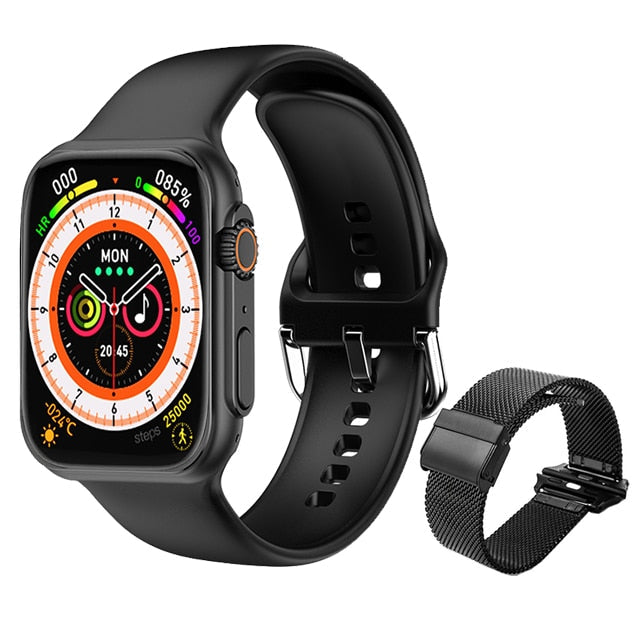 Sraith Faire Cliste NUA Ultra Men 8 Smartwatch Rochtana Doras NFC Do Bandaí Faire Fón Android Apple