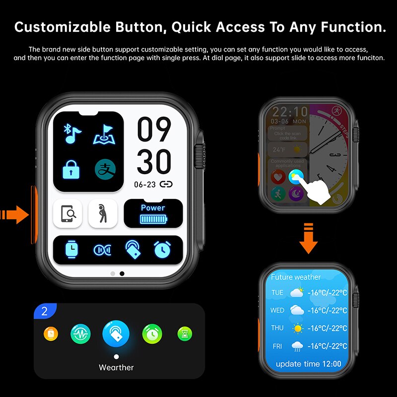 Sraith Faire Cliste NUA Ultra Men 8 Smartwatch Rochtana Doras NFC Do Bandaí Faire Fón Android Apple