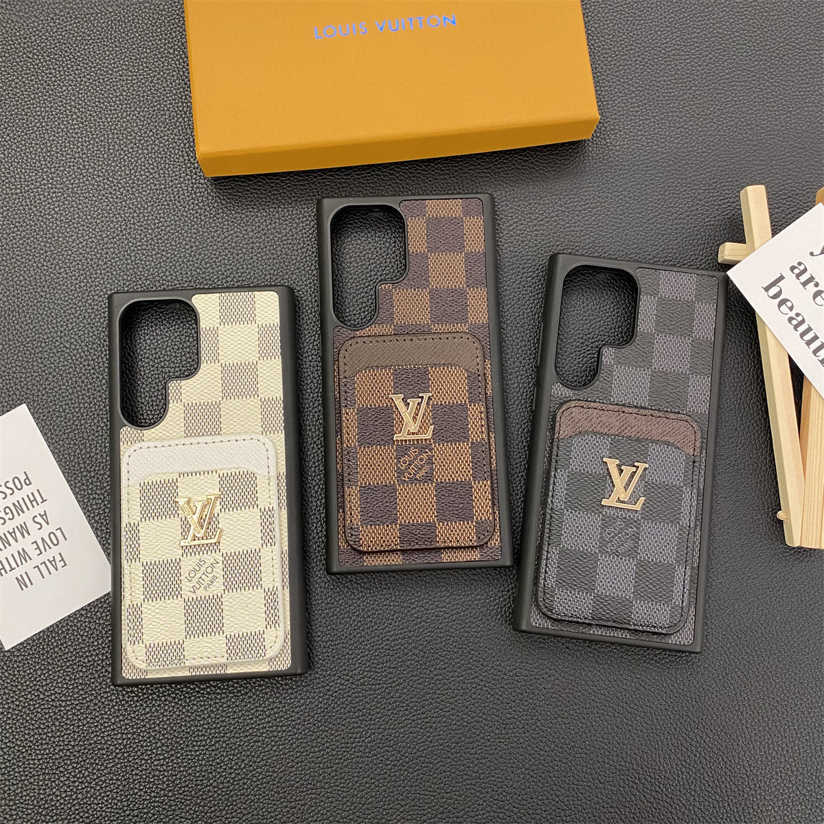 CUSTODIA PER TELEFONO SAMSUNG GALAXY PETITE MALLE PORTA CARTE IN TELA MONOGRAMMA