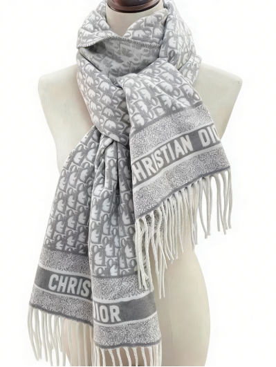 Cachecol com borla jacquard cinza de alta qualidade, xale quente e macio de outono e inverno, cachecol versátil de deslocamento temperamento