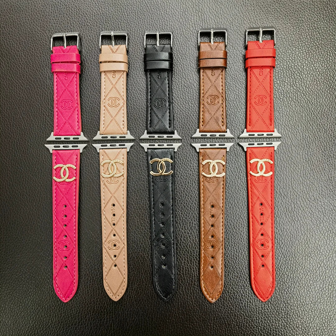 高級ゴールド モノグラム 3D エンボス レザー Apple Watch ストラップ