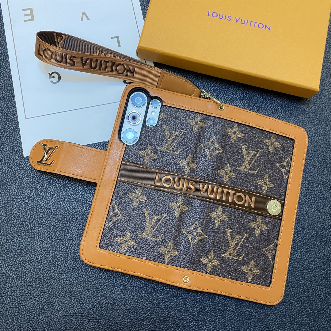 Prémiové originální kožené pouzdro na peněženku s monogramem na plátně Samsung Galaxy