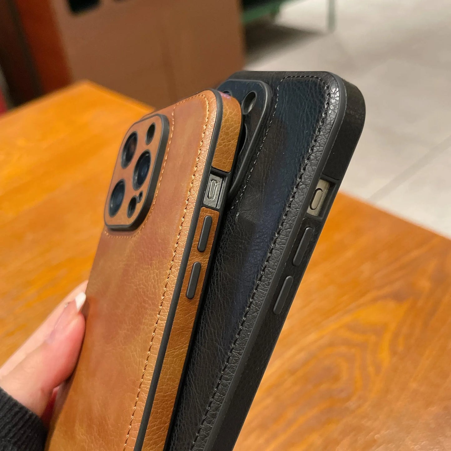 Prémiové vintage kožené pouzdro na iPhone – Soft Touch nárazuvzdorný ochranný kryt