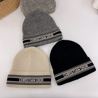 Vintage Oblique Wool Knit Beanie | Luxury Designer Winter Hat