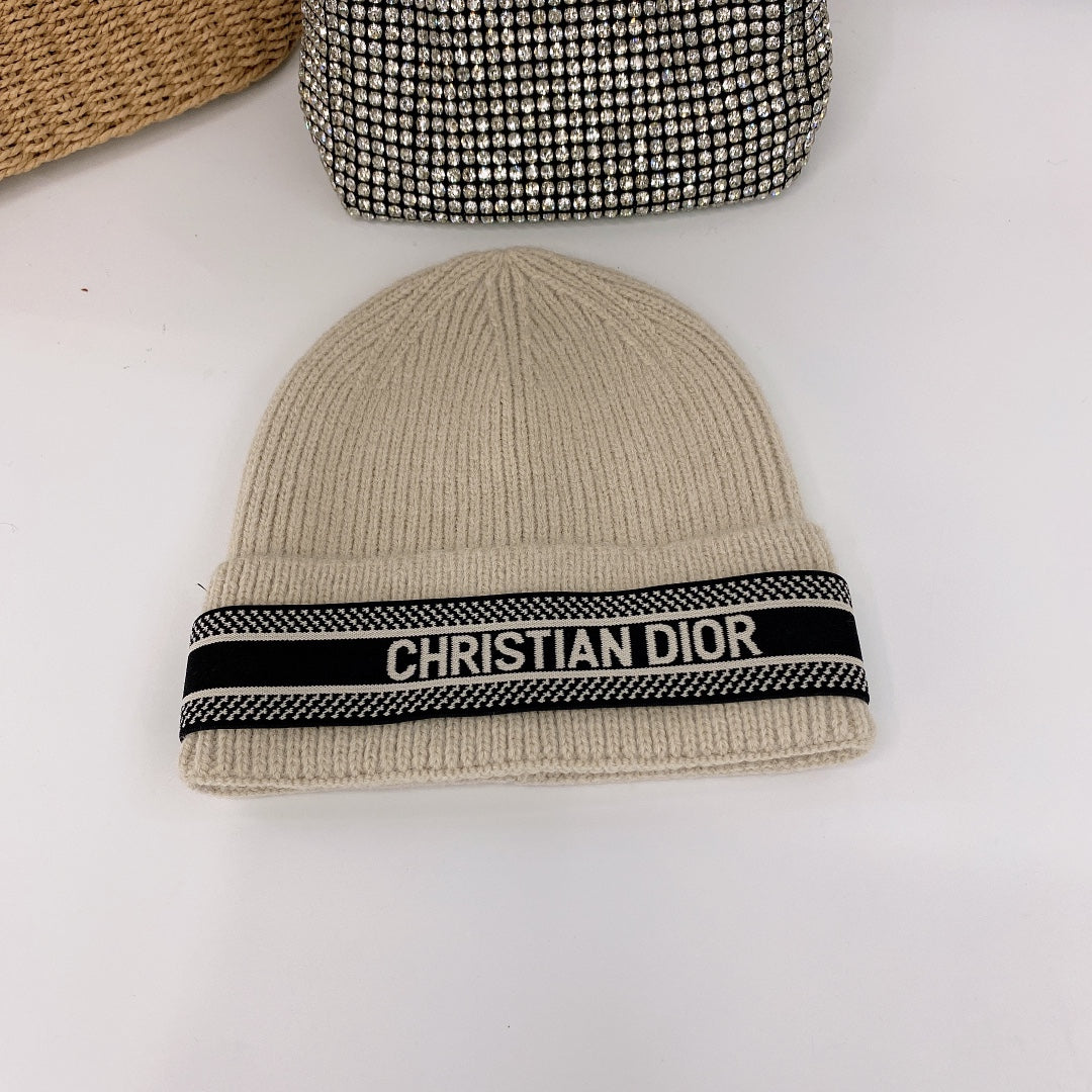 Vintage Oblique Wool Knit Beanie | Luxury Designer Winter Hat