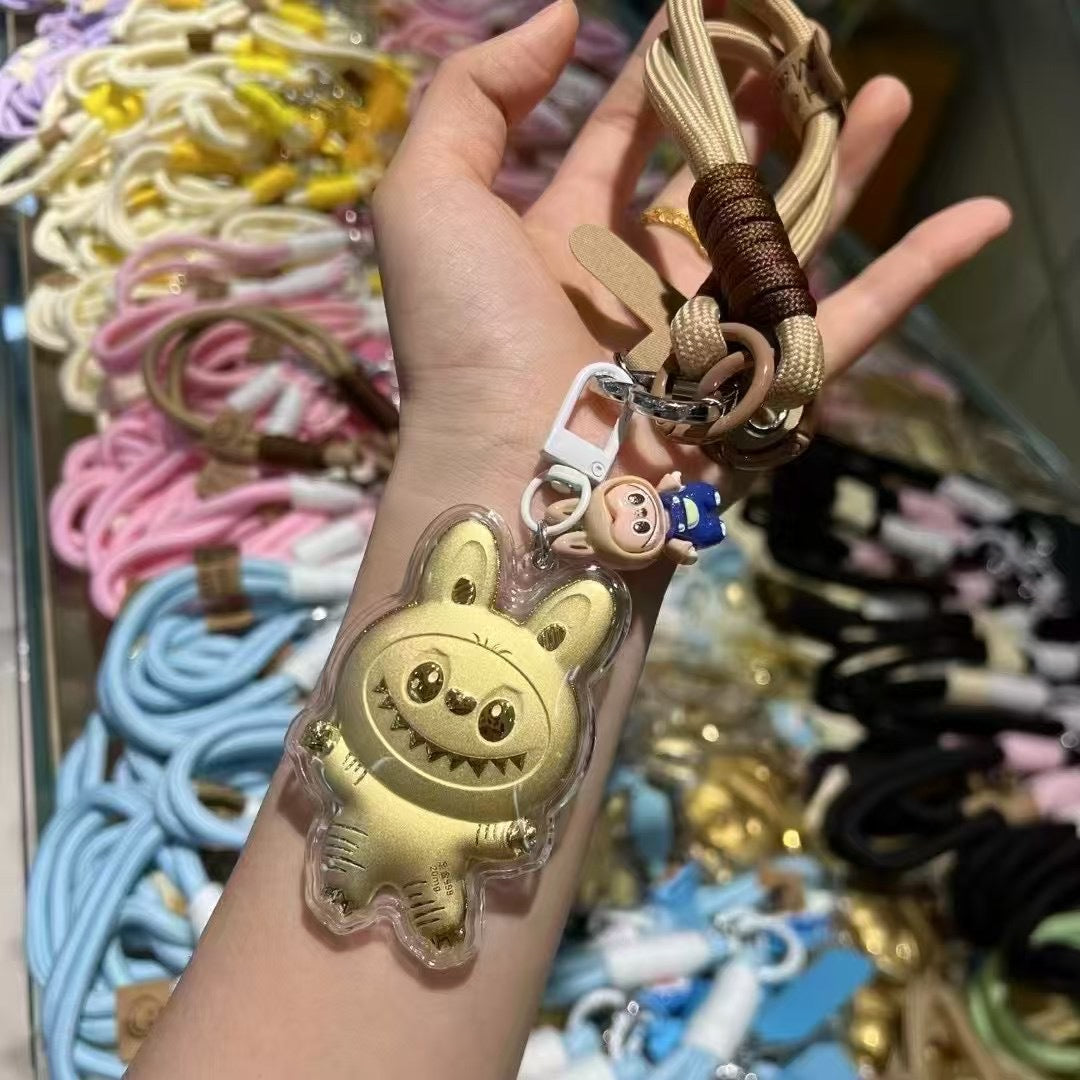 Schlüsselanhänger Gold Mini Labubu