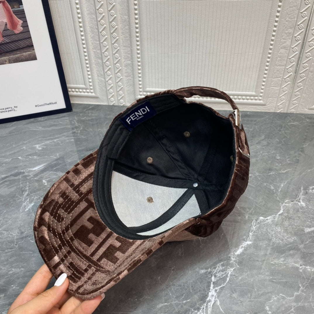 Luxury FF Gold Velvet Baseball Cap | Luxury Designer Adjustable Hat