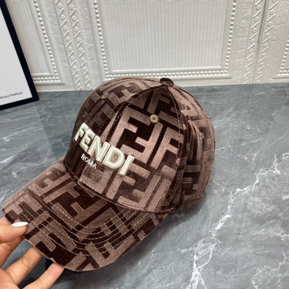 Luxury FF Gold Velvet Baseball Cap | Luxury Designer Adjustable Hat