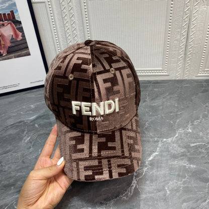 Luxury FF Gold Velvet Baseball Cap | Luxury Designer Adjustable Hat