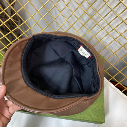Classic GG Metal Logo Octagonal Flat Cap | Luxury Designer Cashmere Hat