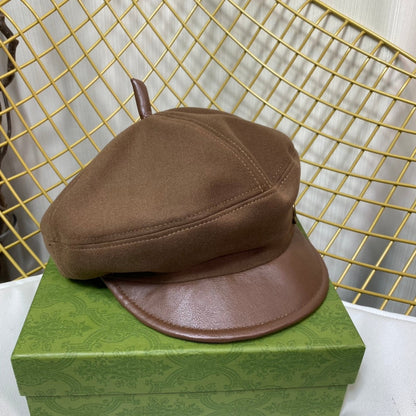Classic GG Metal Logo Octagonal Flat Cap | Luxury Designer Cashmere Hat