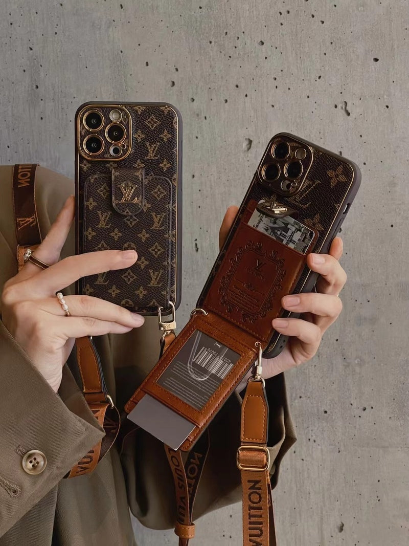 Napredna kožna torbica za iPhone s novčanikom za kartice i remenom