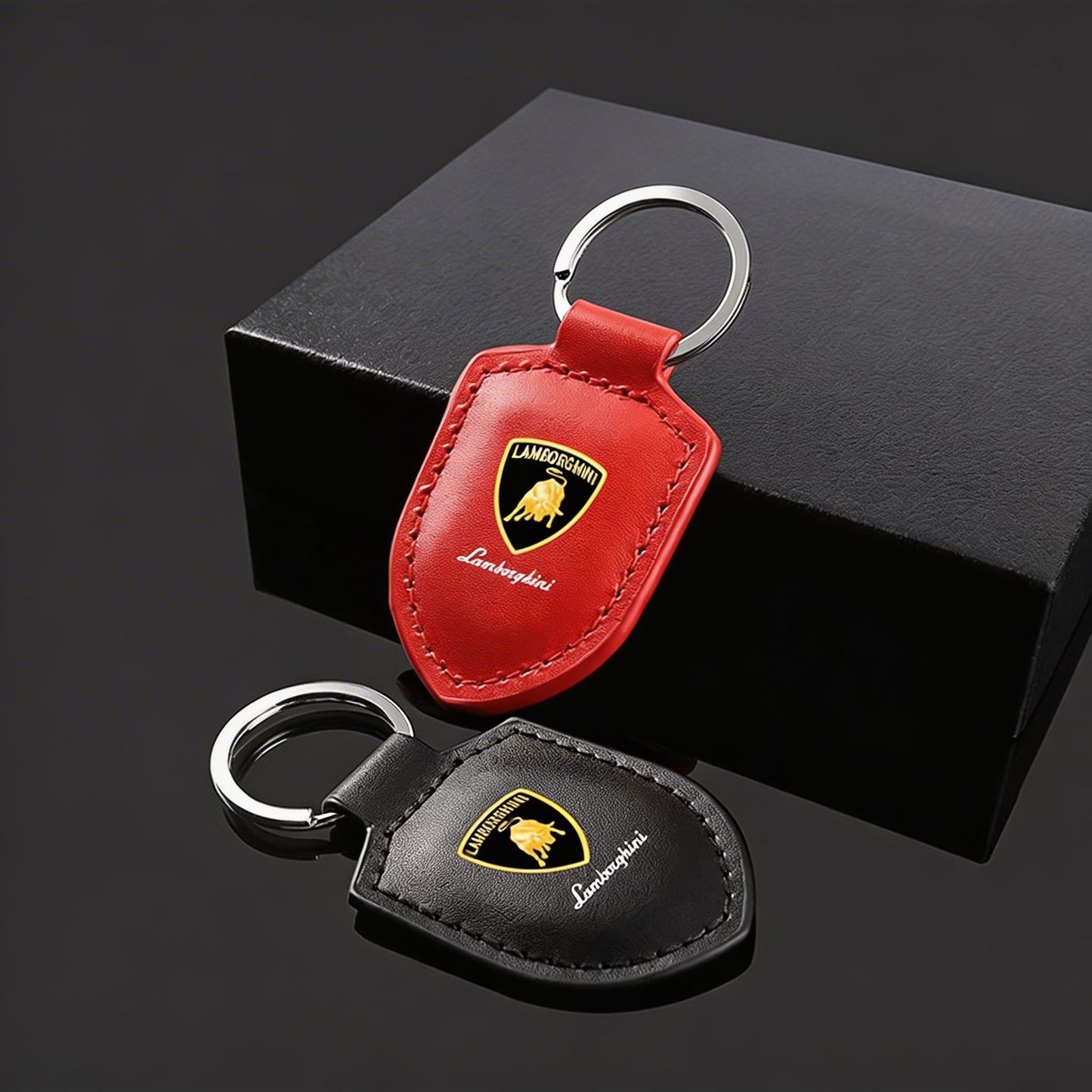 Brelok z prawdziwej skóry z herbem Lamborghini