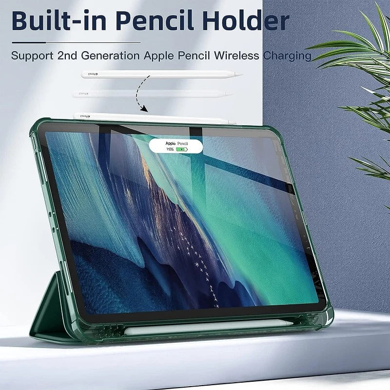 APFEL-IPAD-HÜLLE AUS LEDER MIT FRISCHEM SOMMER-THEMENMUSTER UND BLEISTIFTHALTER