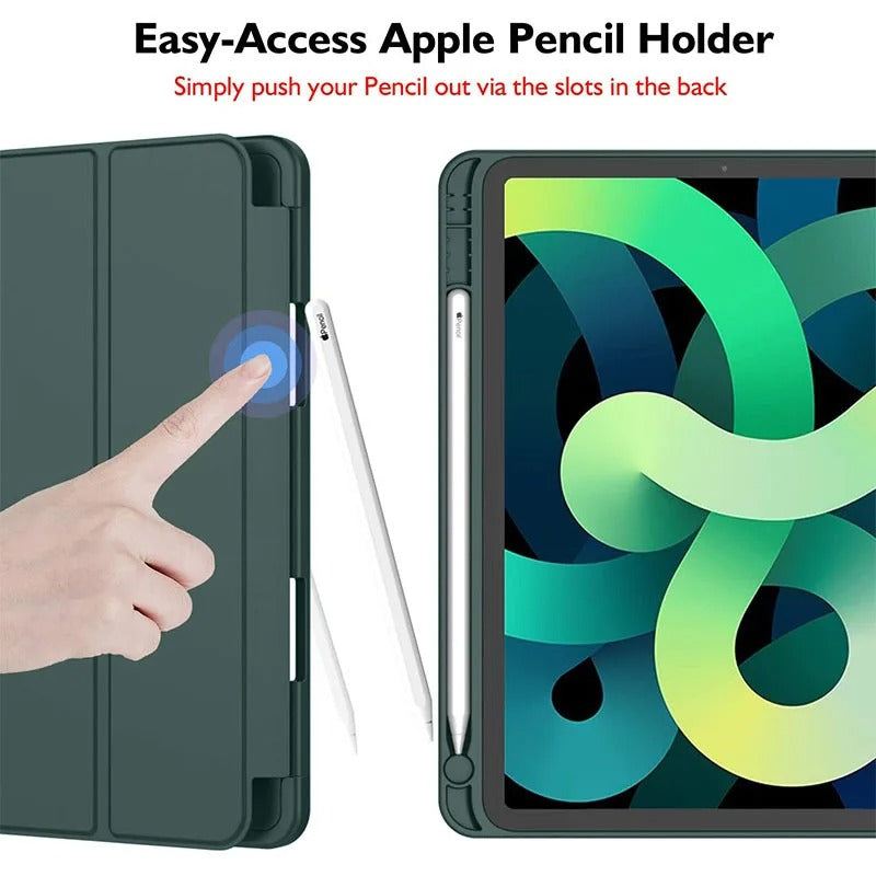 APFEL-IPAD-HÜLLE AUS LEDER MIT FRISCHEM SOMMER-THEMENMUSTER UND BLEISTIFTHALTER