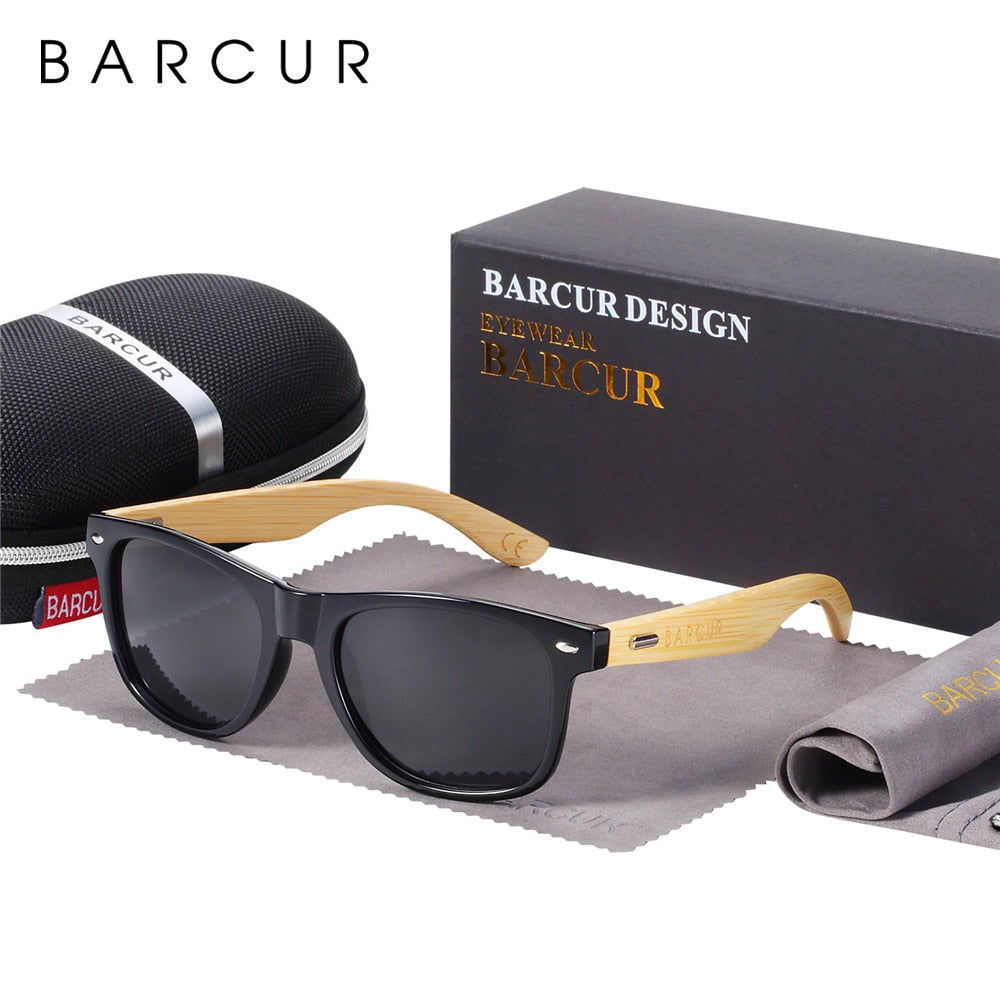 BARCUR polarizirane sunčane naočale od bambusa Muške drvene sunčane naočale Ženske marke Originalne drvene naočale Oculos de sol masculino