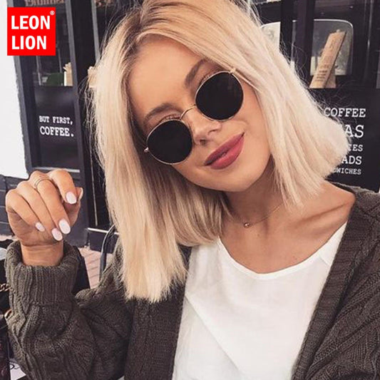 LeonLion Classic Small Frame Kulaté sluneční brýle Dámské/Muži Značka Designer Alloy Mirror Sluneční brýle Vintage Modis Oculos