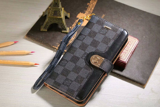 Luxusní pouzdro Monogram Wallet Case pro Samsung – Černá šachovnice