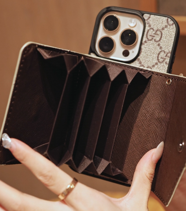 Premium geavanceerde crossbody-iPhone-hoes met kaarthouder & schouderband