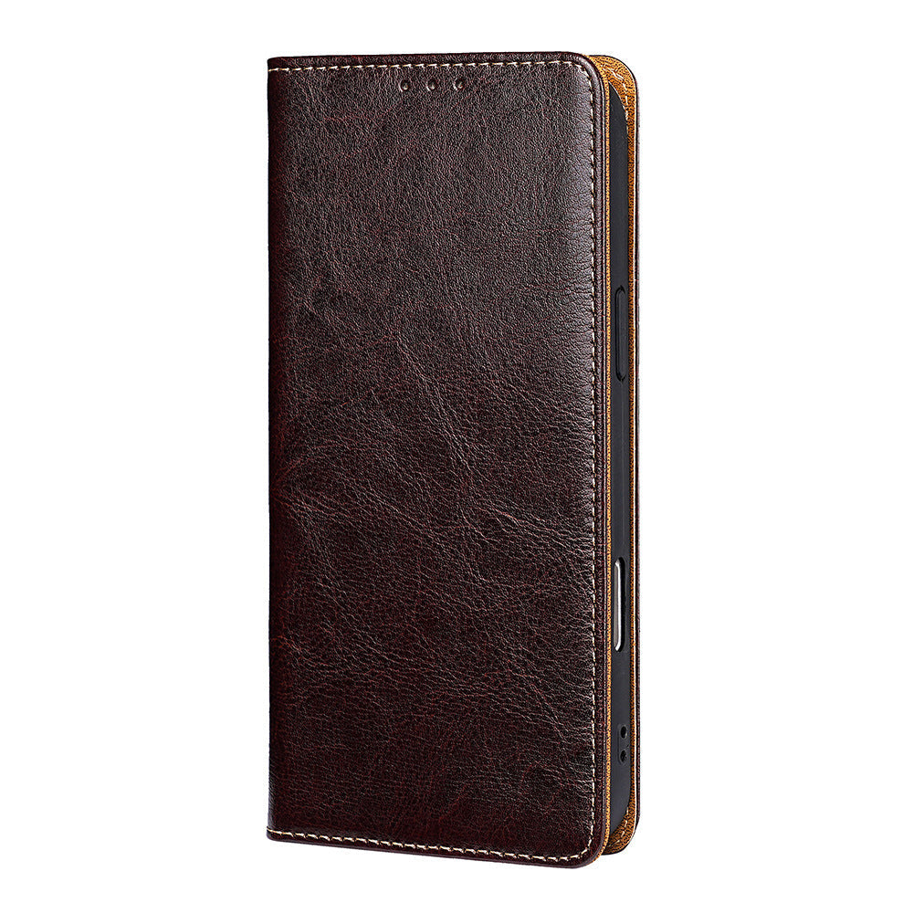 Étui portefeuille en cuir de vachette pleine fleur véritable