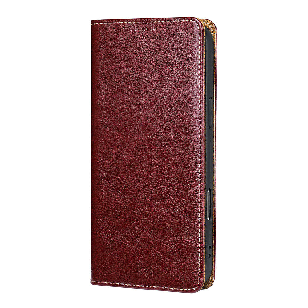 Étui portefeuille en cuir de vachette pleine fleur véritable